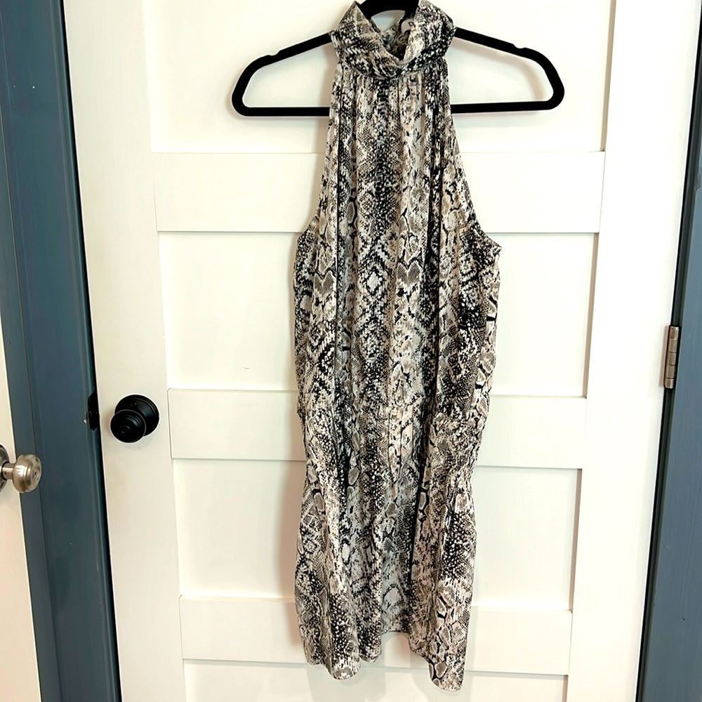 Snake skin high neck scrunch dress